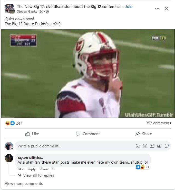 Ute fans... you really need to get your fan base under control...