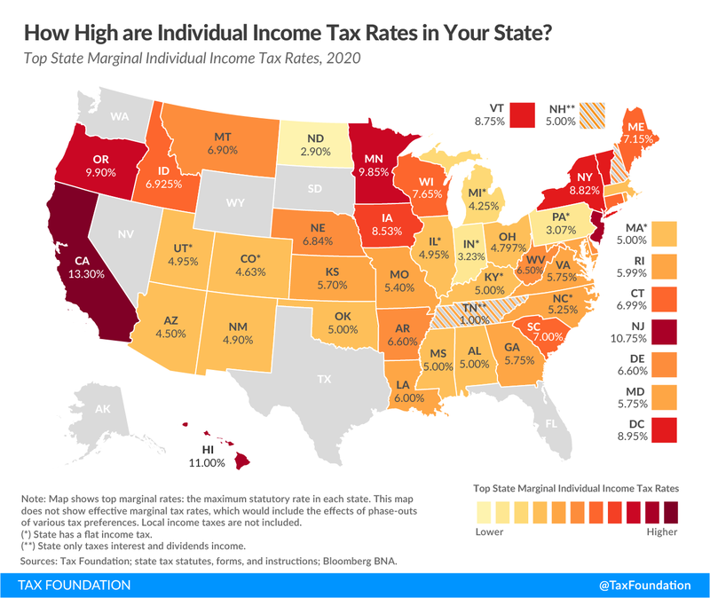 View of individual tax rates by state. Another reason why CA is