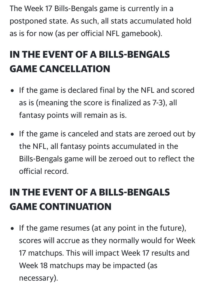 Week 17 & 18 Fantasy Football: NFL cancels Bills-Bengals — here's what to  know